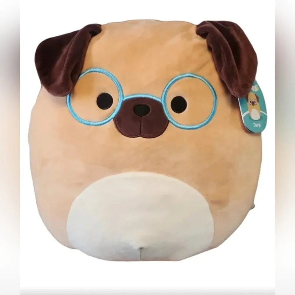 Squishmallows Jazwares NWT 12in Daryl The Dog with Glasses 2021 - Picture 1 of 5
